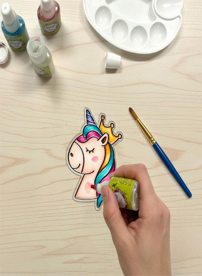 أوراق صغيرة مجموعة الرسم على الزجاج بتصميم يونيكورن من ميني ليفز™ | مجموعة فنية إبداعية للأطفال | نشاط حرفي ممتع مع ألوان وفرشاة | تصميم يونيكورن ساحر | مثالية للفتيات ومحبي الفنون الصغار - Image 2